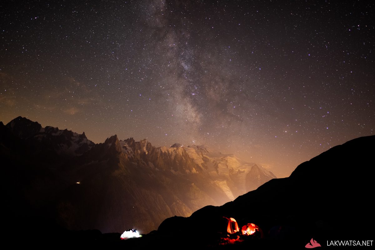 The Milky Way with the Mont Blanc backgroundv