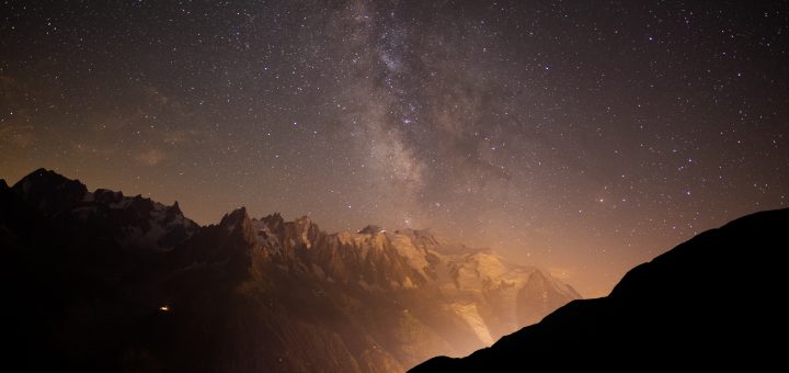 The Milky Way with the Mont Blanc backgroundv
