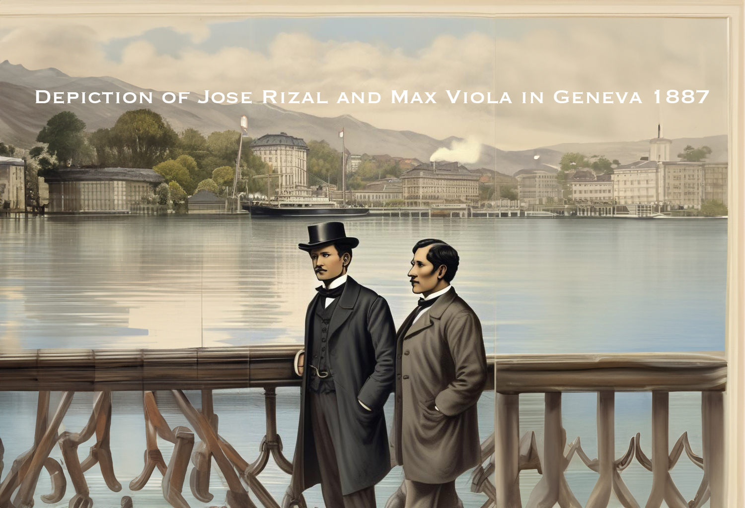 Depiction of Jose Rizal and his friend Max Viola in Geneva 1887