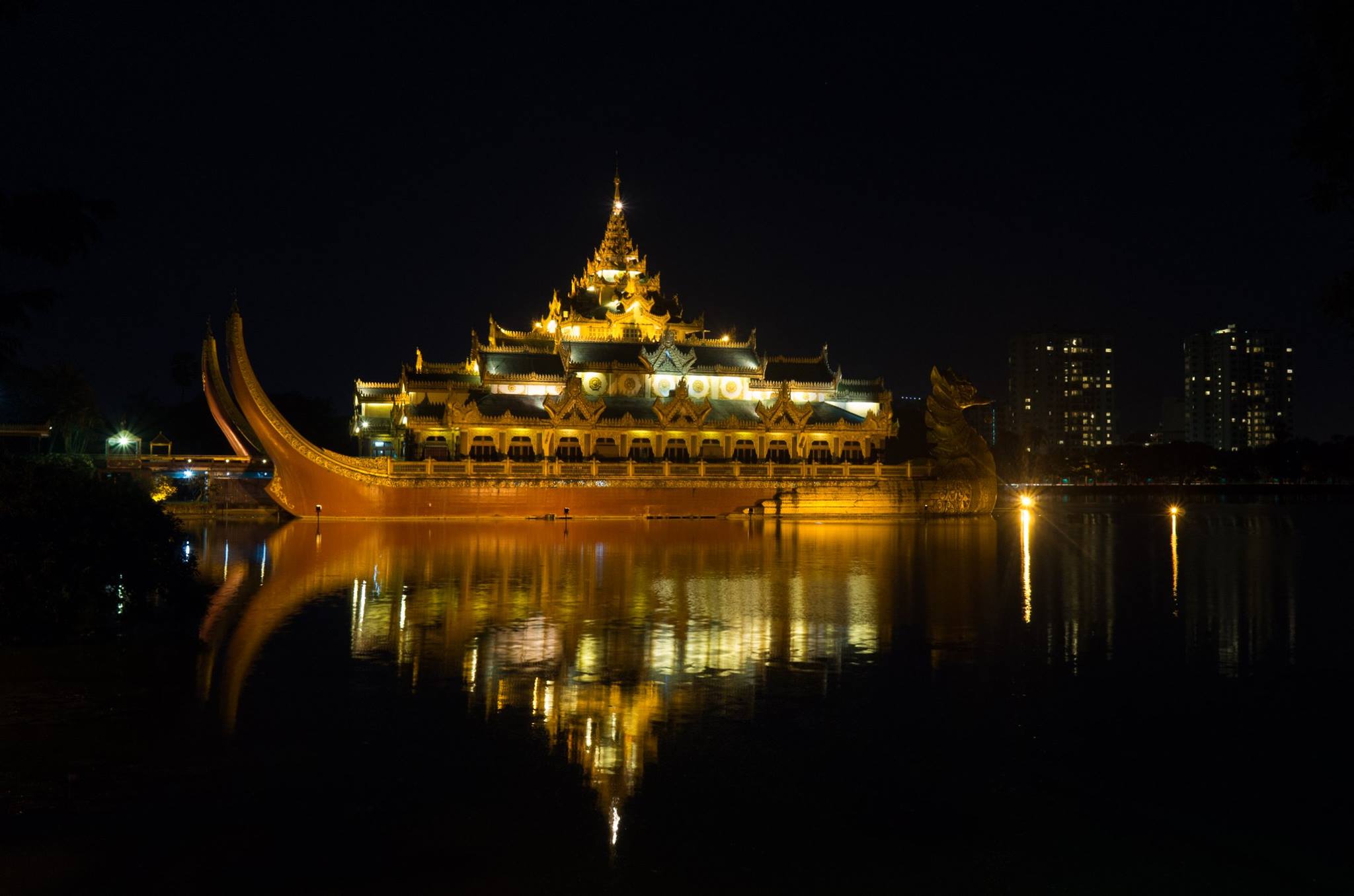 Karaweik Hall by night