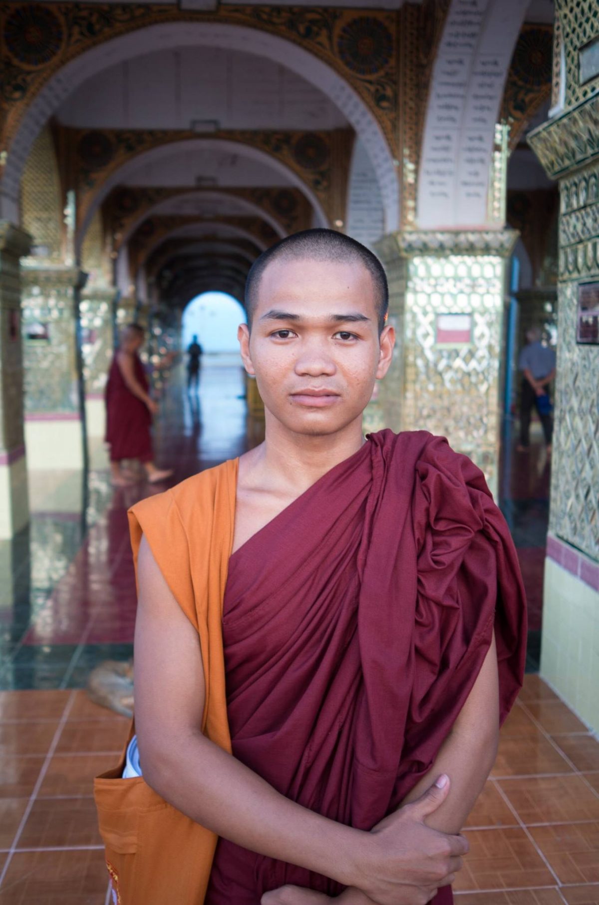 A monk at the Kuthodaw Pagoda